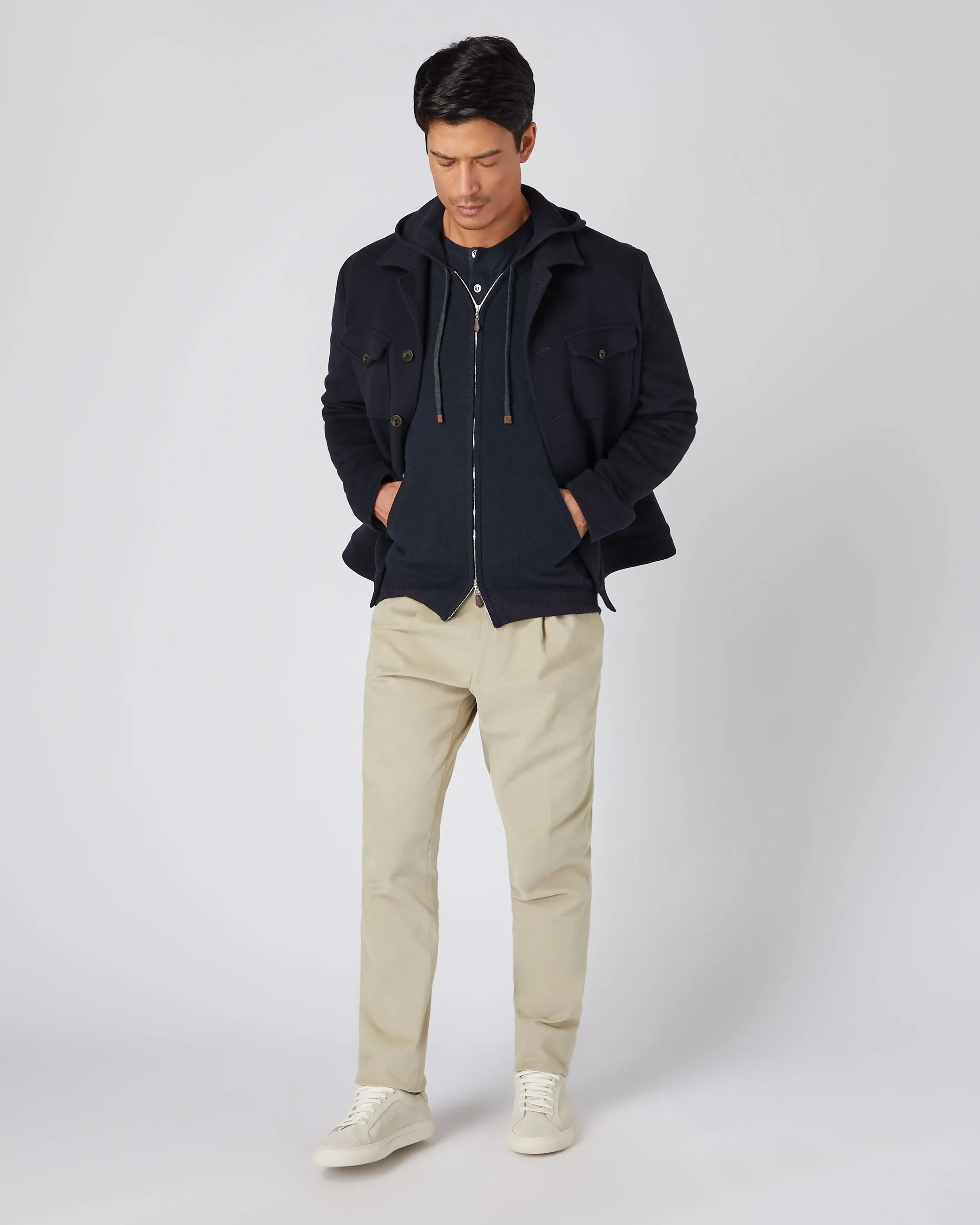 Men's Ladbroke Cashmere Hoodie Navy Blue