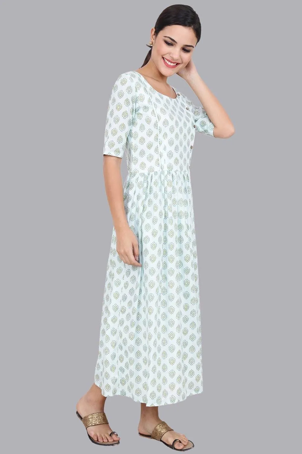 Mint Gathered Maxi Dress for Women