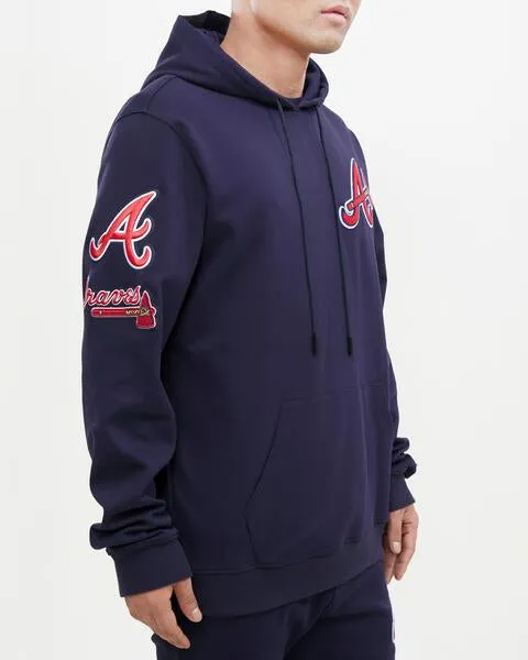 MLB ATLANTA BRAVES CLASSIC CHENILLE MEN'S PO HOODIE (MIDNIGHT NAVY)