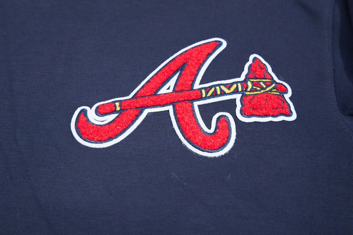 MLB ATLANTA BRAVES CLASSIC CHENILLE MEN'S PO HOODIE (MIDNIGHT NAVY)