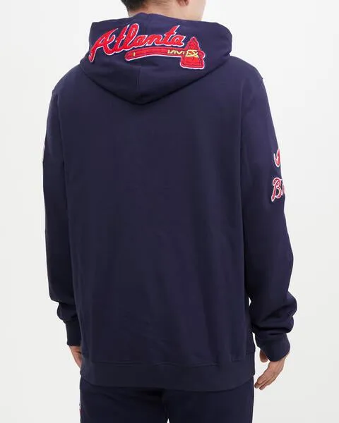 MLB ATLANTA BRAVES CLASSIC CHENILLE MEN'S PO HOODIE (MIDNIGHT NAVY)