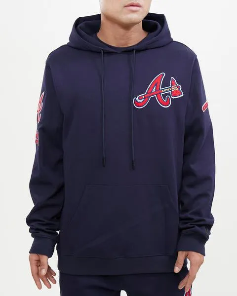 MLB ATLANTA BRAVES CLASSIC CHENILLE MEN'S PO HOODIE (MIDNIGHT NAVY)