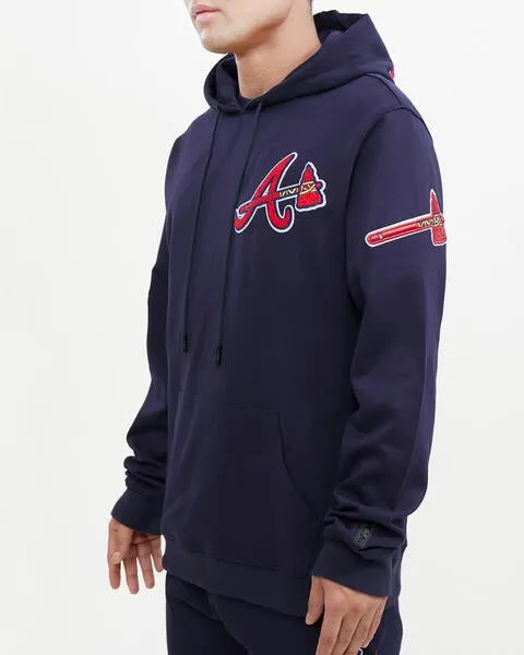 MLB ATLANTA BRAVES CLASSIC CHENILLE MEN'S PO HOODIE (MIDNIGHT NAVY)