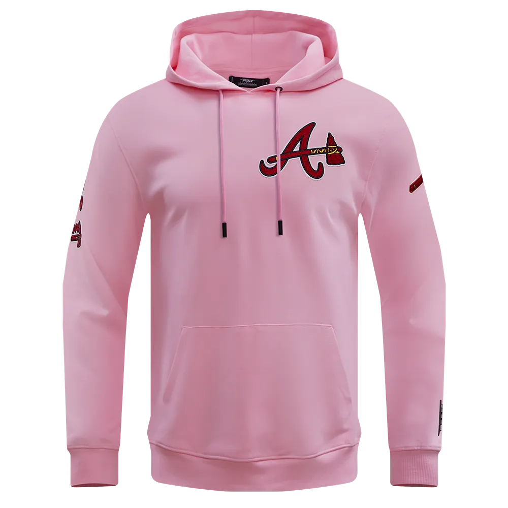 MLB ATLANTA BRAVES CLASSIC CHENILLE MEN'S PO HOODIE (PINK)