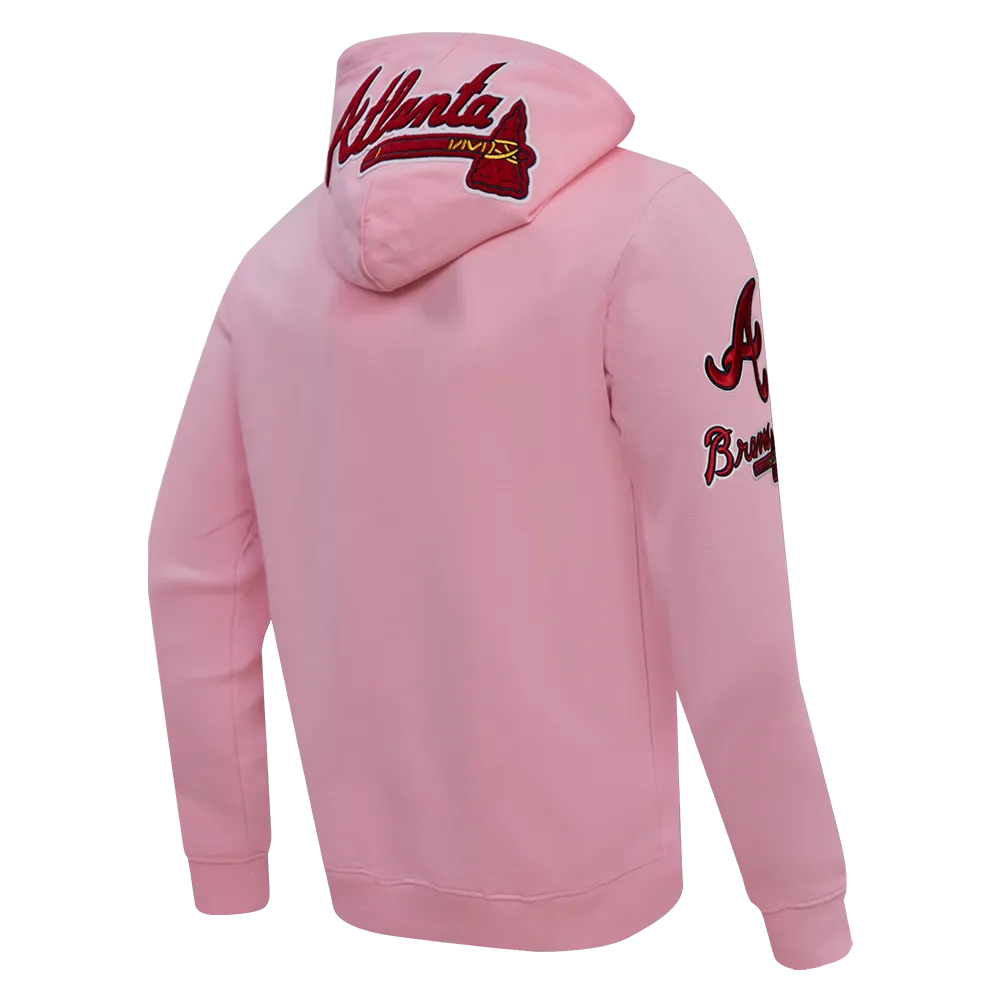 MLB ATLANTA BRAVES CLASSIC CHENILLE MEN'S PO HOODIE (PINK)