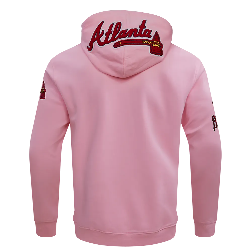 MLB ATLANTA BRAVES CLASSIC CHENILLE MEN'S PO HOODIE (PINK)