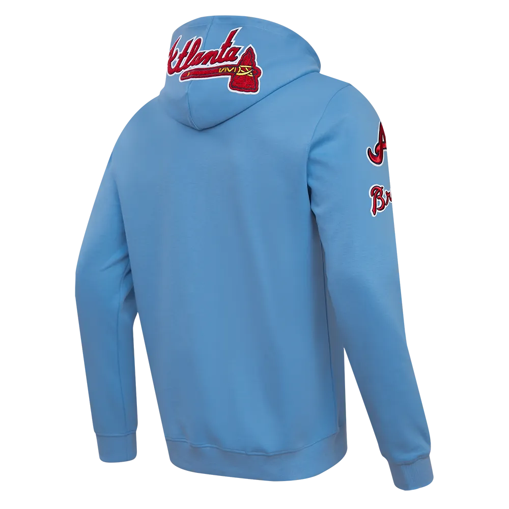 MLB ATLANTA BRAVES CLASSIC CHENILLE MEN'S PO HOODIE (UNIVERSITY BLUE)