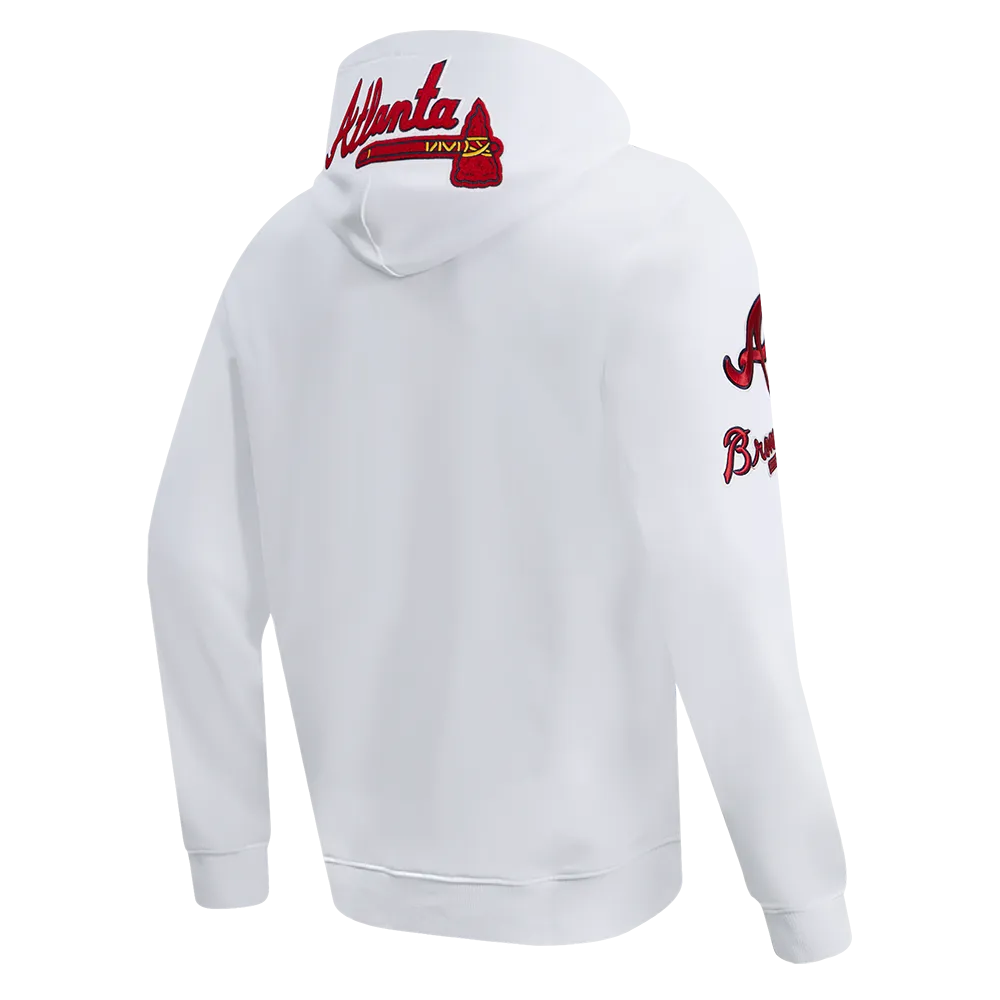 MLB ATLANTA BRAVES CLASSIC CHENILLE MEN'S PO HOODIE (WHITE)