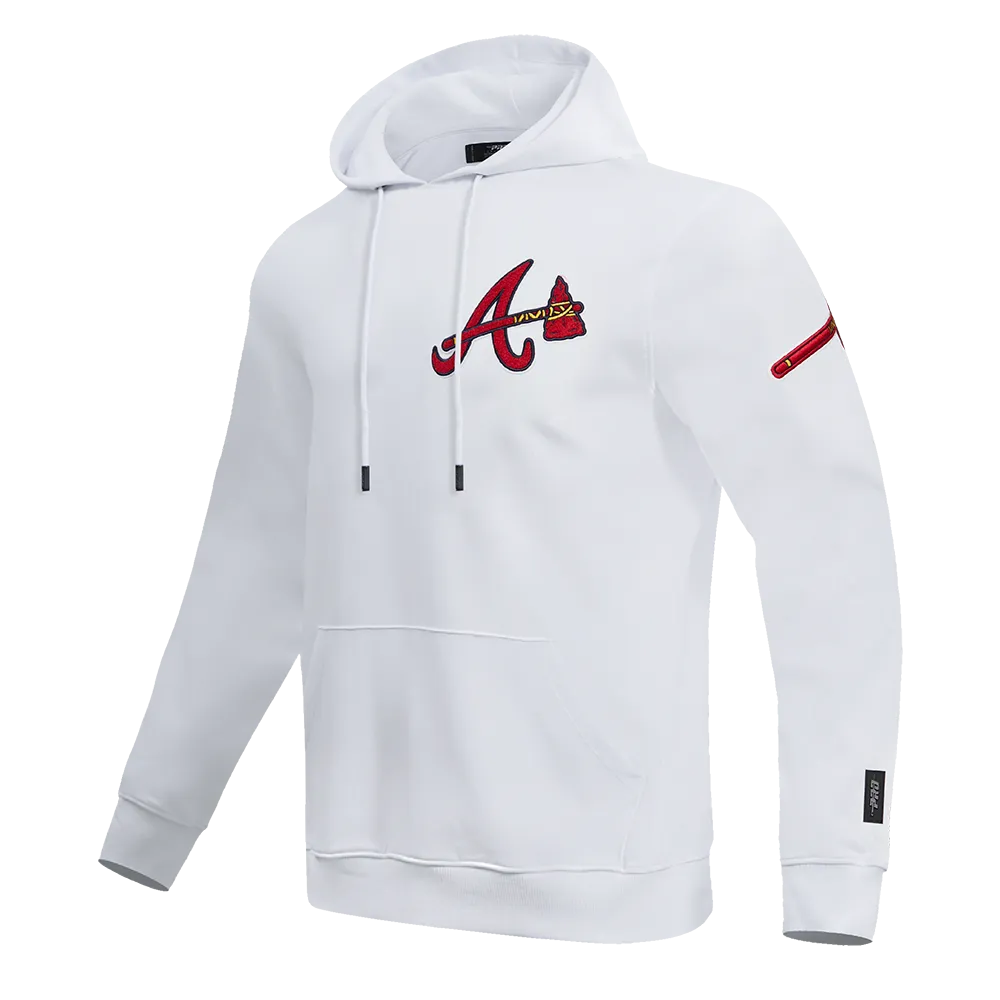 MLB ATLANTA BRAVES CLASSIC CHENILLE MEN'S PO HOODIE (WHITE)