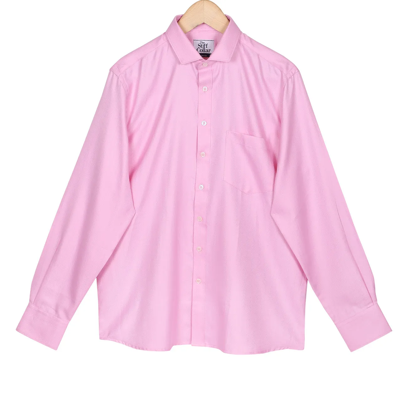 Monti Cerise Pink Herringbone 2 Ply Giza Cotton Formal Shirt