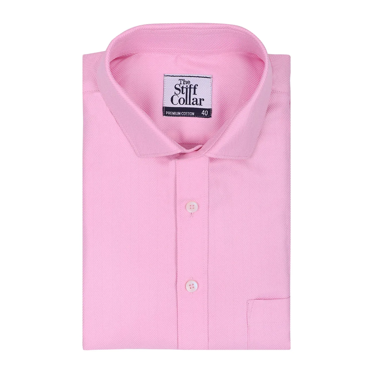 Monti Cerise Pink Herringbone 2 Ply Giza Cotton Formal Shirt