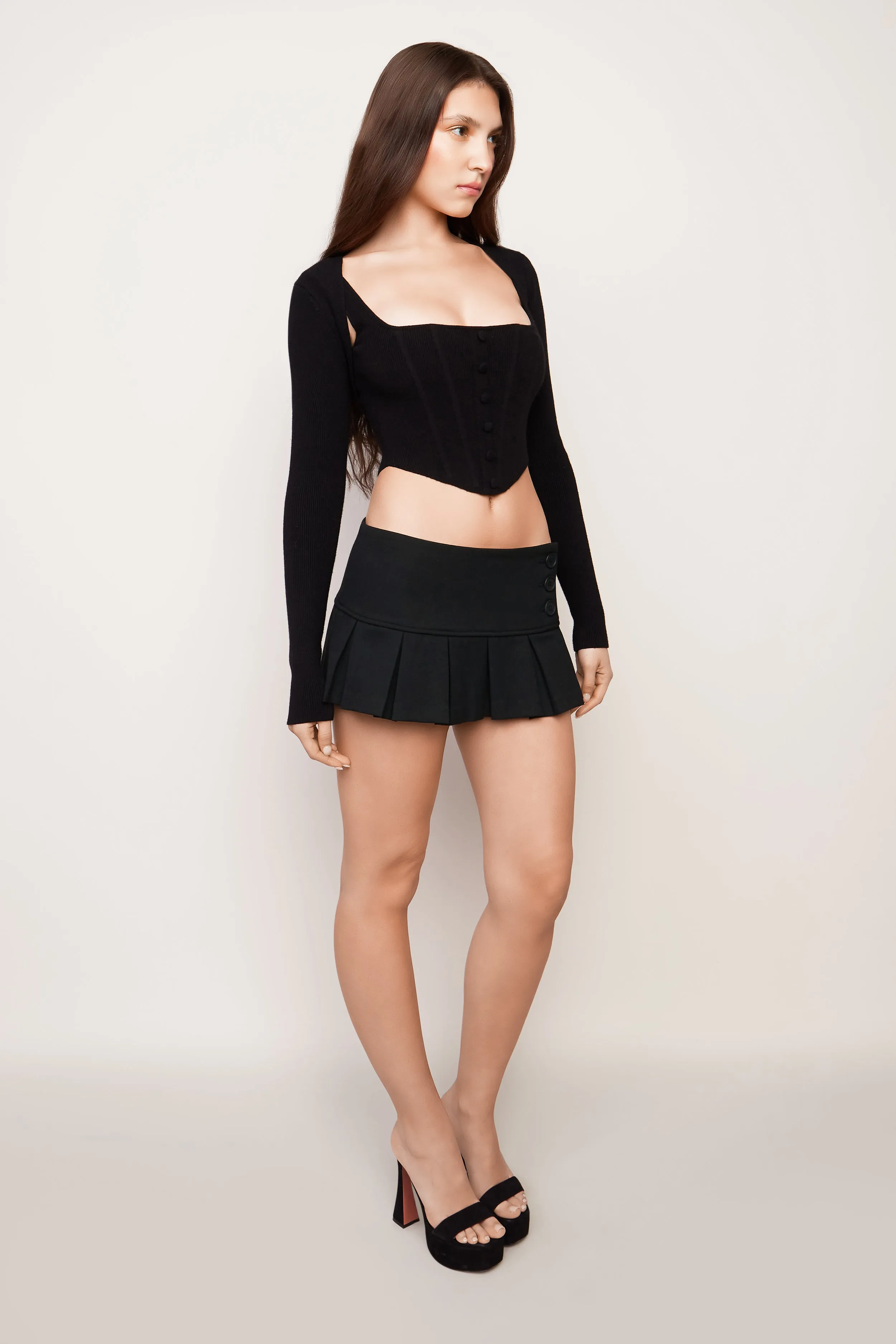 Pleated Micro Mini Skirt