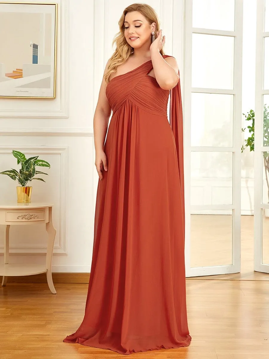 Plus Size Chiffon One Shoulder Formal Evening Dresses for Women