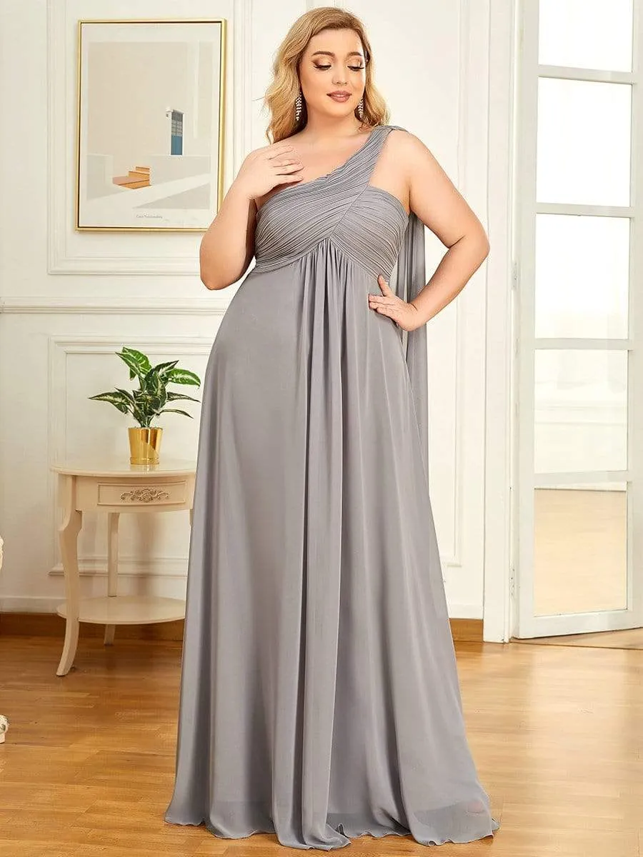 Plus Size Chiffon One Shoulder Formal Evening Dresses for Women