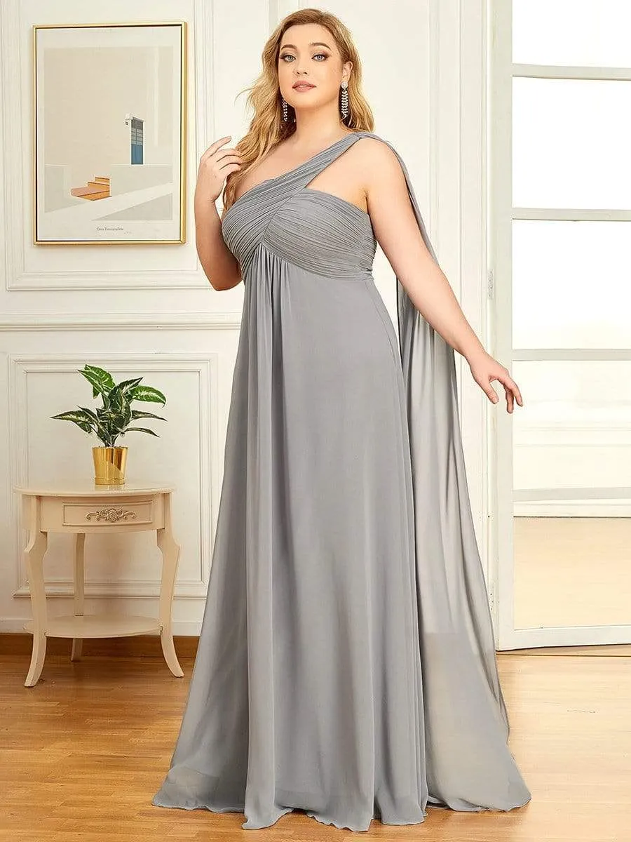 Plus Size Chiffon One Shoulder Formal Evening Dresses for Women