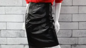 Vintage Black Leather Pencil Skirt (Size 4)