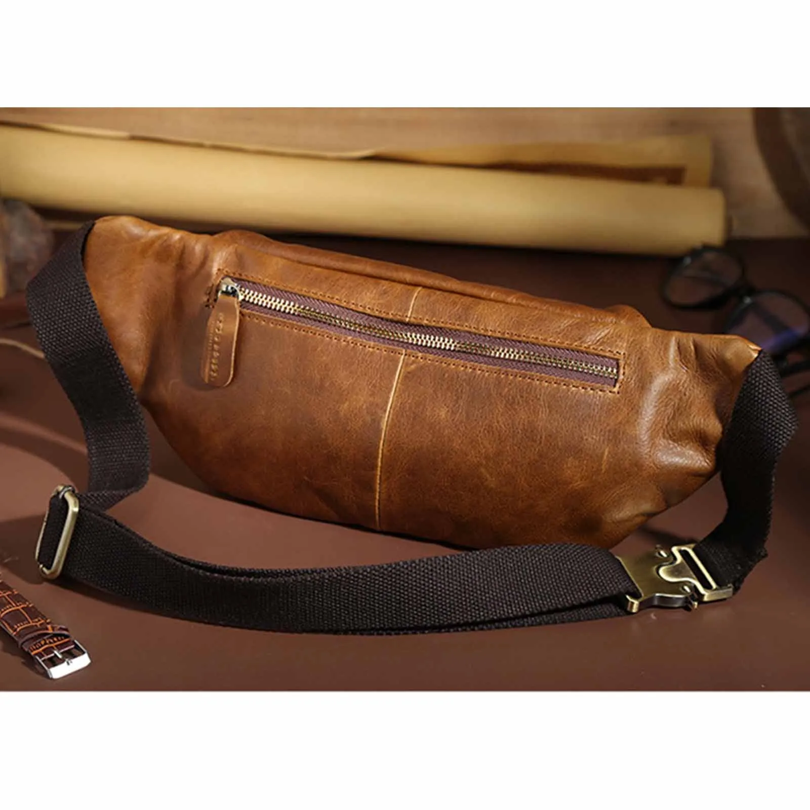 Vintage Leather Belt Bag For Women