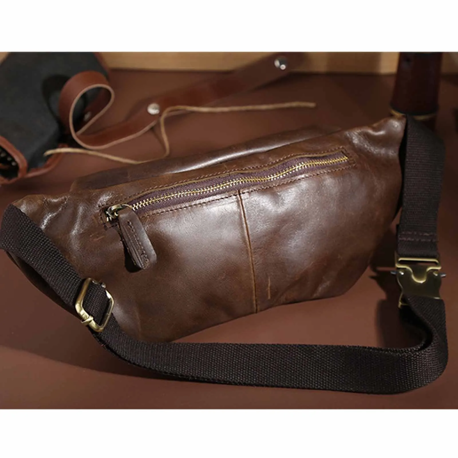 Vintage Leather Belt Bag For Women