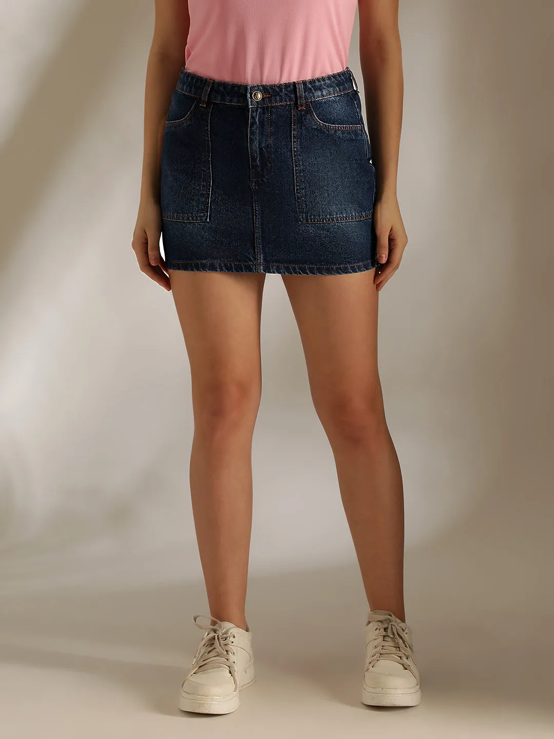 Women Dark Blue Denim Skirt