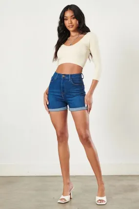 Women Denim Stretch Shorts Bella Chic