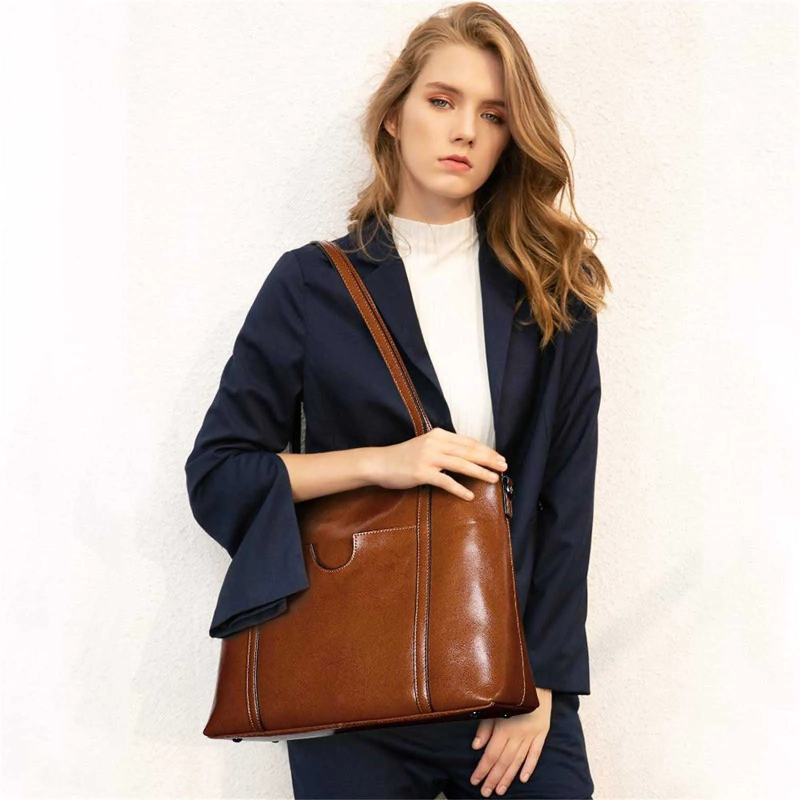 Women Genuine Leather Daily Work Tote