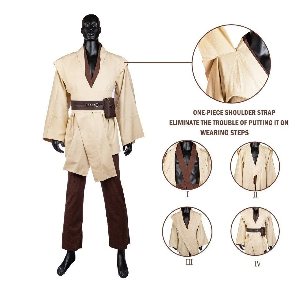 Xcoser Star Wars Jedi Knight Obi-Wan Kenobi Cosplay Costume Cloak Suits Hoodies Uniforms Adult Halloween Christmas